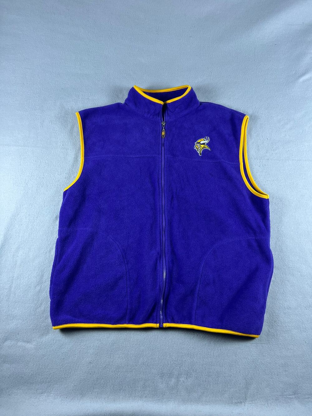 Vintage Minnesota Vikings Fleece Vest Men XL Purple Full Zip Mock Neck NFL Sport